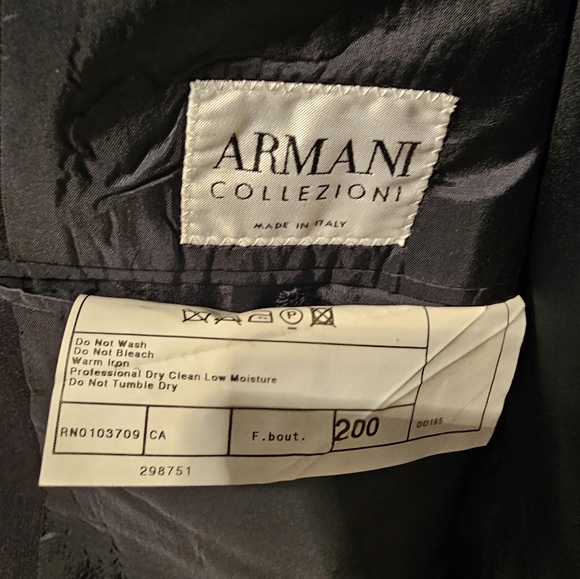 Black Armani Suite coat wool size 44 Tall Model 2B34BE - Picture 3 of 3